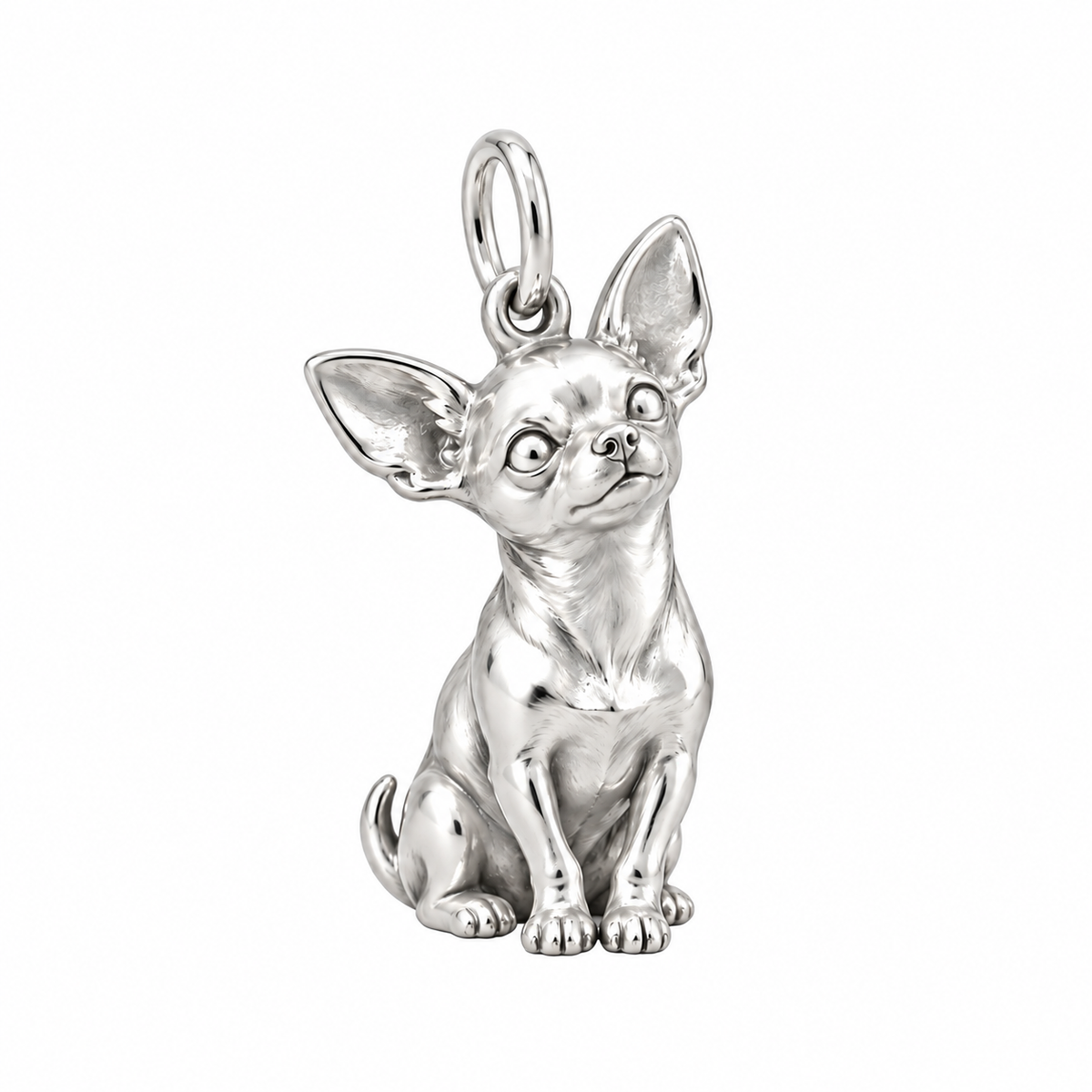 Chihuahua - short hair — Happy Running Charm and Polyester Cord Bracelet Set — Silver