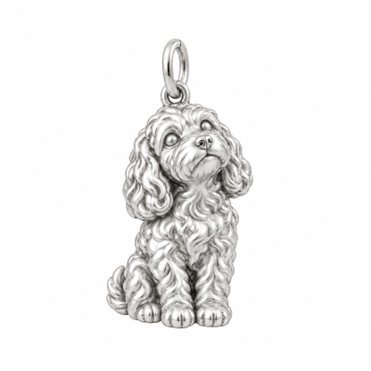 Cockapoo — Happy Running Charm and Polyester Cord Bracelet Set — Silver