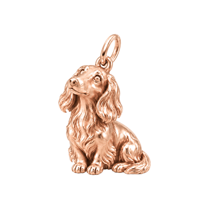 Dachshund - longhair — Happy Running Charm and Polyester Cord Bracelet Set — Rose Gold