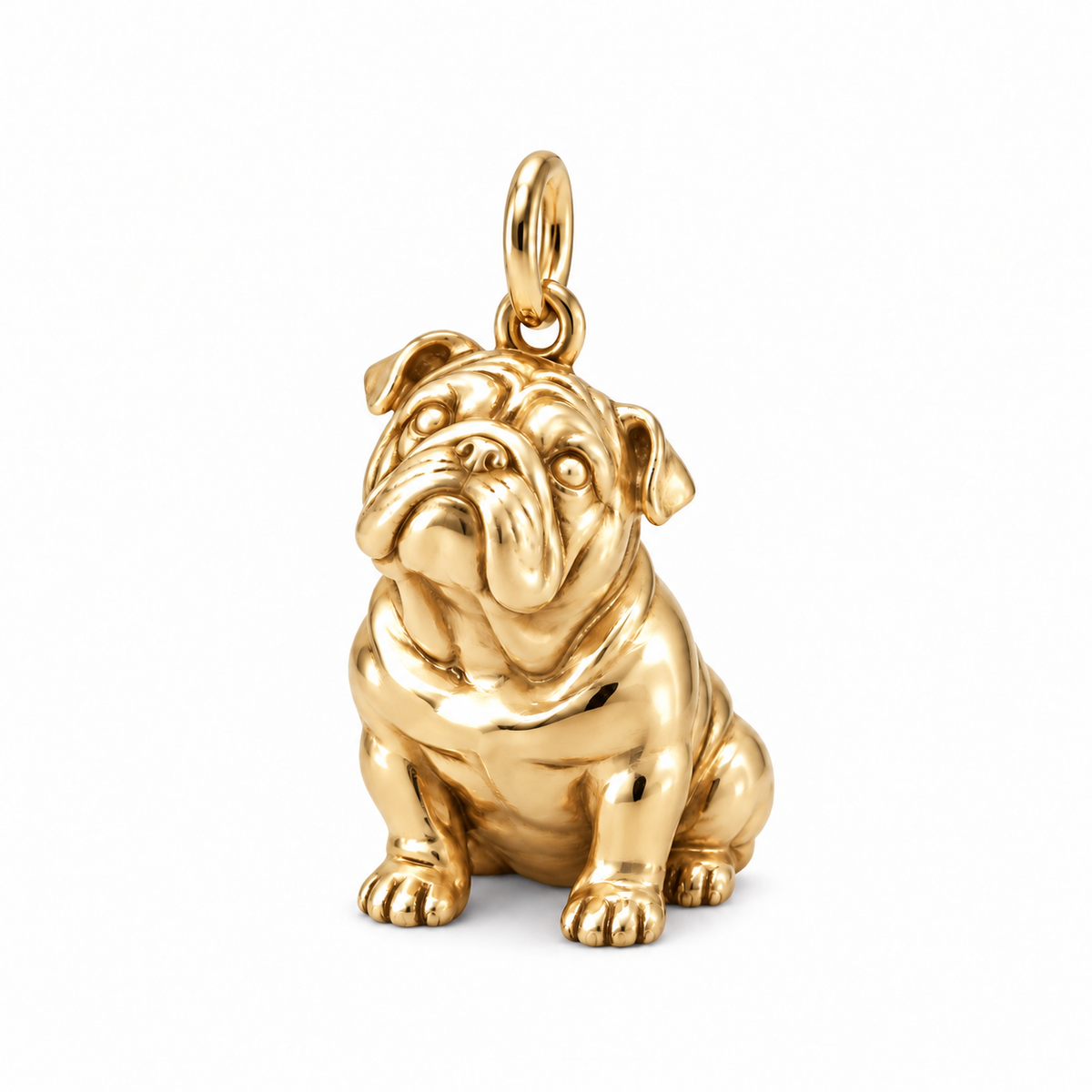 English Bulldog — Happy Running Charm and Polyester Cord Bracelet Set — Gold