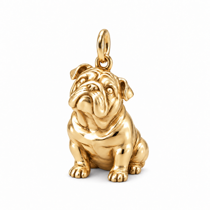 English Bulldog — Happy Running Charm and Polyester Cord Bracelet Set — Gold