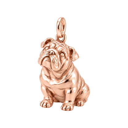 English Bulldog — Happy Running Charm and Polyester Cord Bracelet Set — Rose Gold