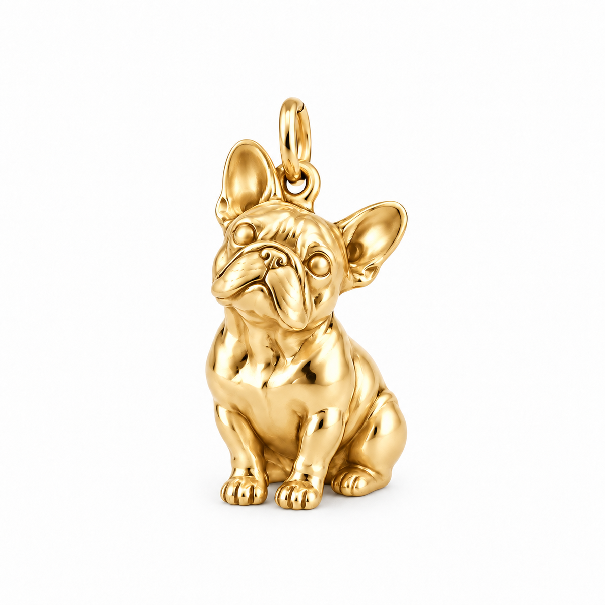 French Bulldog — Happy Running Charm and Polyester Cord Bracelet Set — Gold
