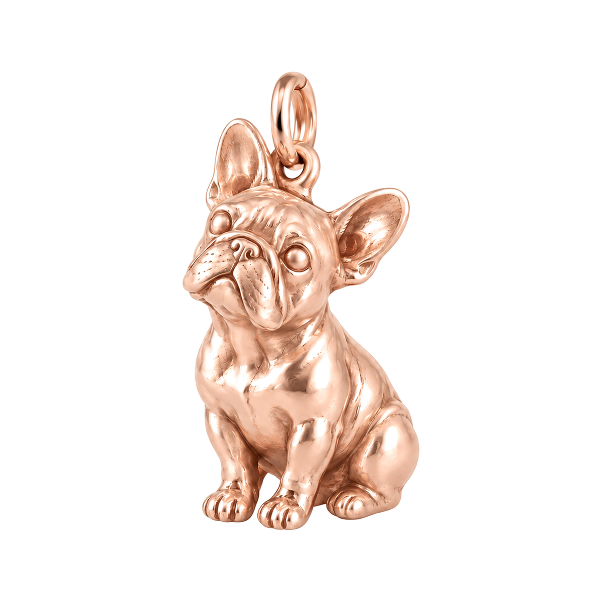 French Bulldog — Happy Running Charm and Polyester Cord Bracelet Set — Rose Gold