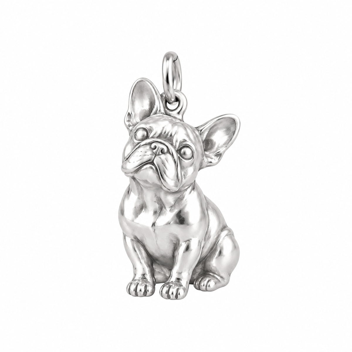 French Bulldog — Happy Running Charm and Polyester Cord Bracelet Set — Silver