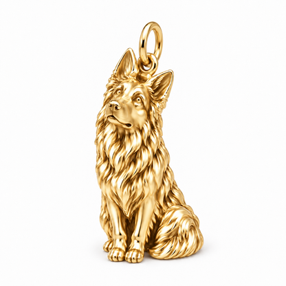 German Shepherd - long coat — Happy Running Charm and Polyester Cord Bracelet Set — Gold