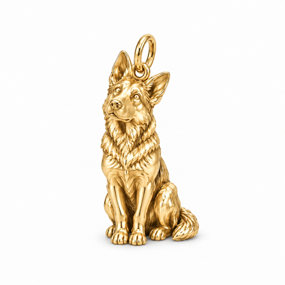 German Shepherd - standard coat — Happy Running Charm and Polyester Cord Bracelet Set — Gold