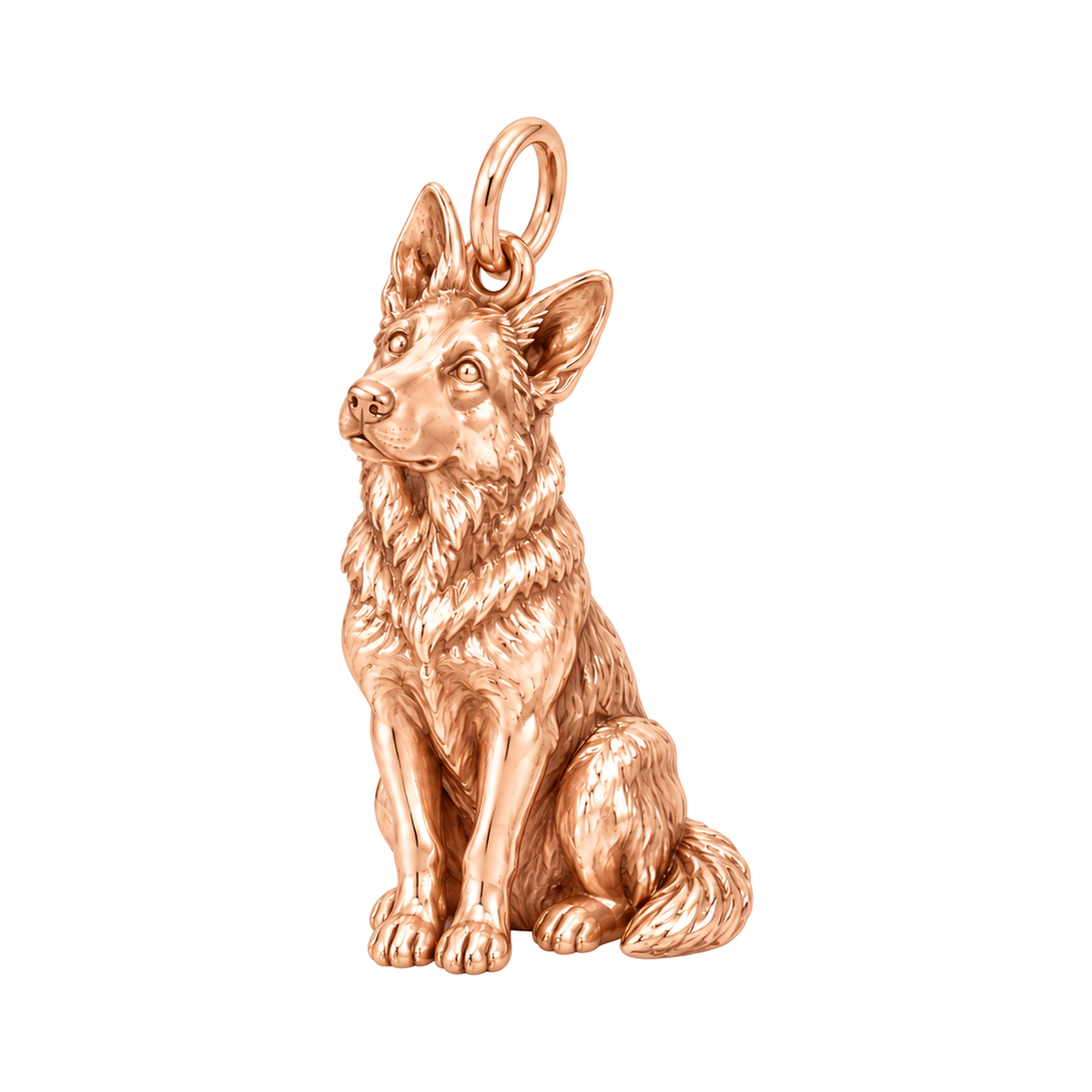 German Shepherd - standard coat — Happy Running Charm and Polyester Cord Bracelet Set — Rose Gold
