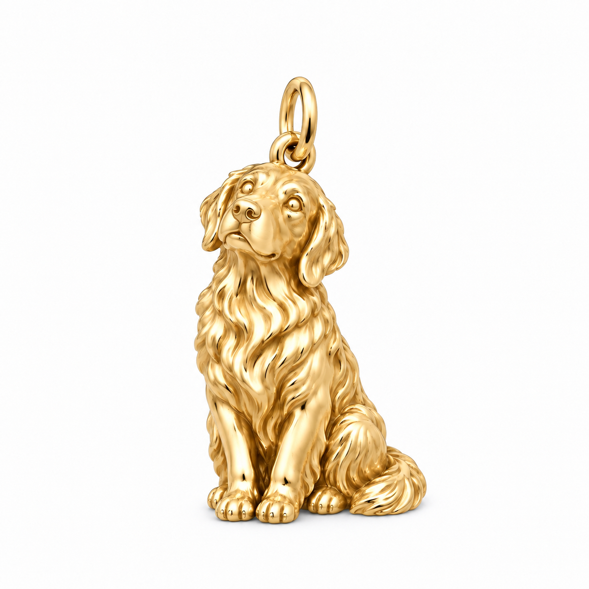 Golden Retriever — Happy Running Charm and Polyester Cord Bracelet Set — Gold