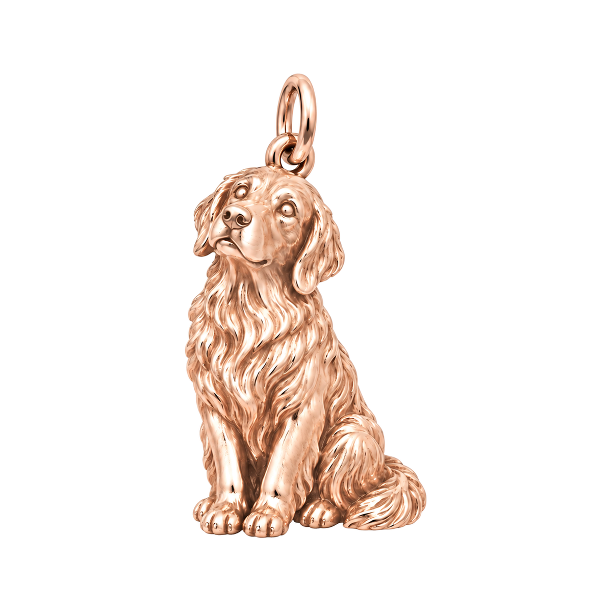 Golden Retriever — Happy Running Charm and Polyester Cord Bracelet Set — Rose Gold