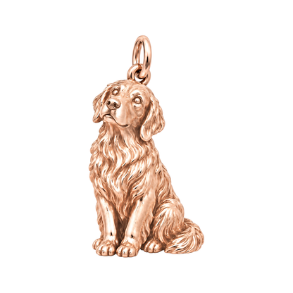 Golden Retriever — Happy Running Charm and Polyester Cord Bracelet Set — Rose Gold