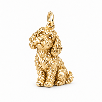 Goldendoodle - mini — Happy Running Charm and Polyester Cord Bracelet Set — Gold