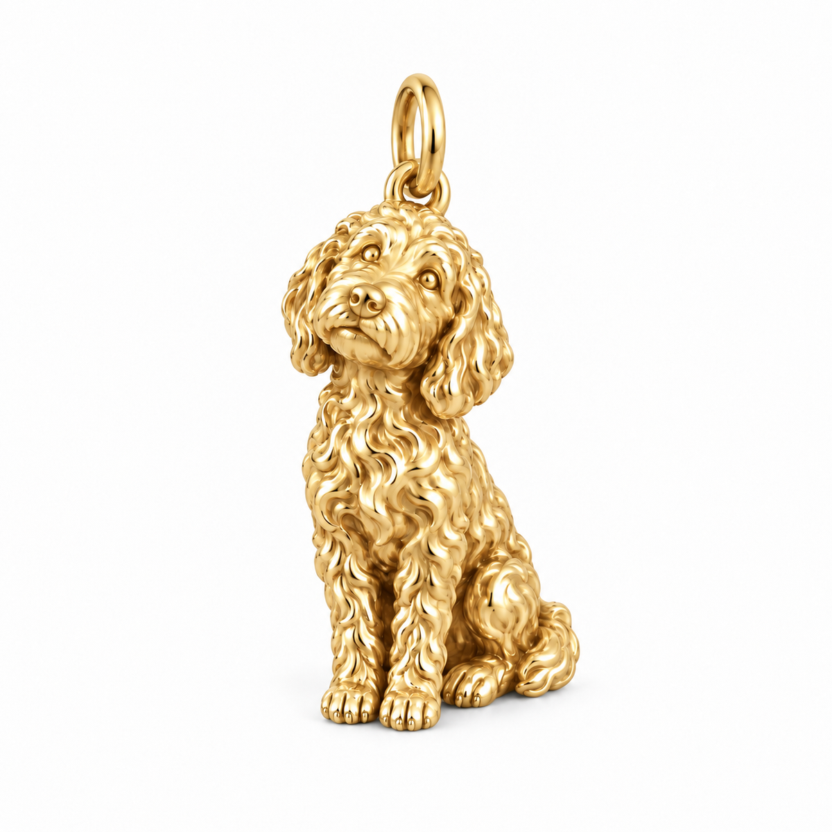 Goldendoodle - standard — Happy Running Charm and Polyester Cord Bracelet Set — Gold