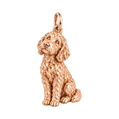 Goldendoodle - standard — Happy Running Charm and Polyester Cord Bracelet Set — Rose Gold