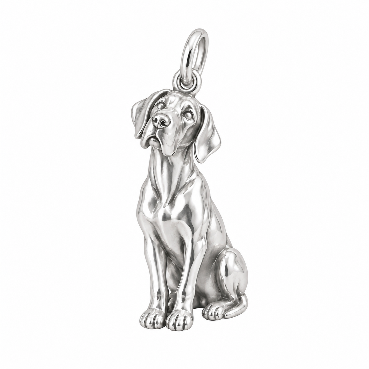 Great Dane - natural ears — Happy Running Charm and Polyester Cord Bracelet Set — Silver