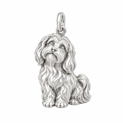 Havanese — Happy Running Charm and Polyester Cord Bracelet Set — Silver