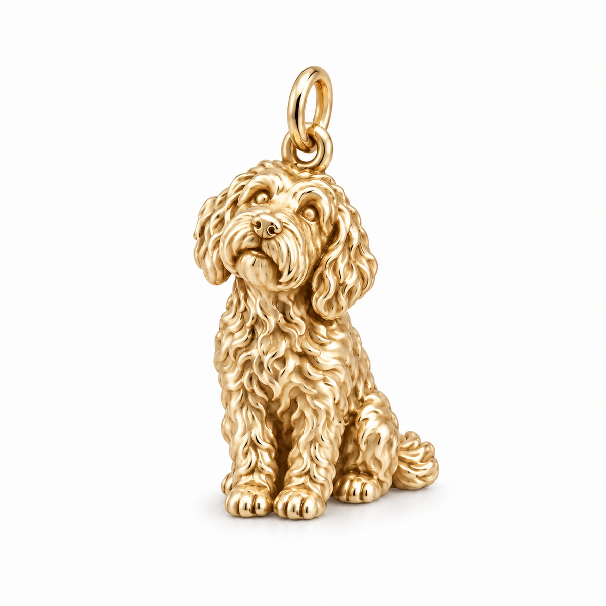 Labradoodle — Happy Running Charm and Polyester Cord Bracelet Set — Gold