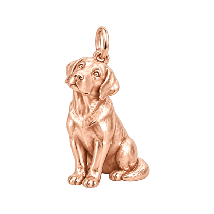 Labrador Retriever — Happy Running Charm and Polyester Cord Bracelet Set — Rose Gold