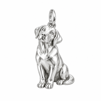 Labrador Retriever — Happy Running Charm and Polyester Cord Bracelet Set — Silver