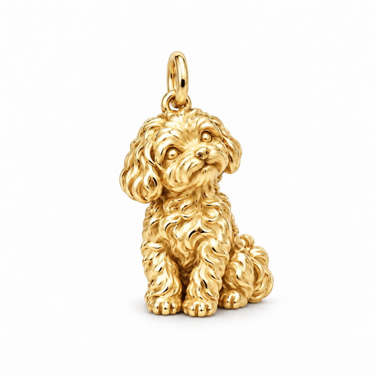 Maltipoo — Happy Running Charm and Polyester Cord Bracelet Set — Gold