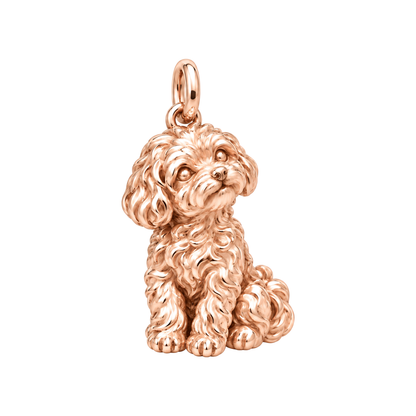 Maltipoo — Happy Running Charm and Polyester Cord Bracelet Set — Rose Gold