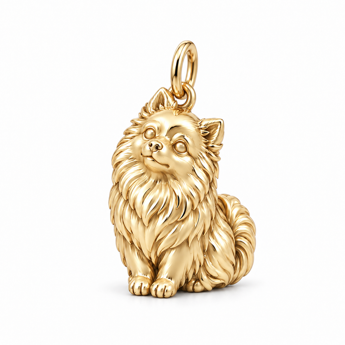 Pomeranian — Happy Running Charm and Polyester Cord Bracelet Set — Gold