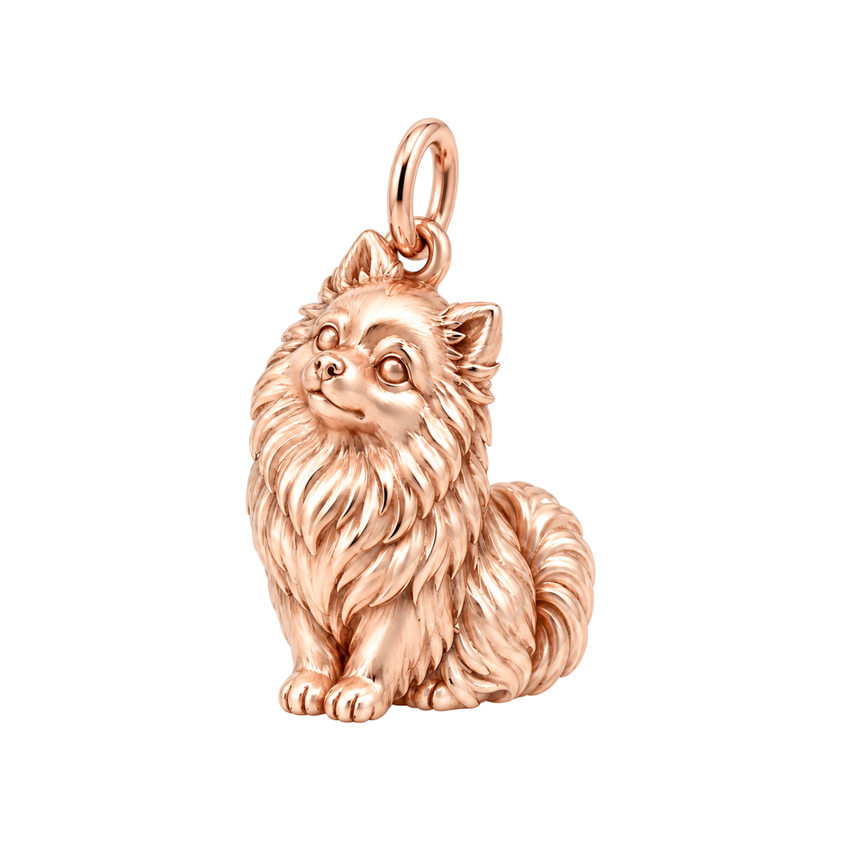 Pomeranian — Happy Running Charm and Polyester Cord Bracelet Set — Rose Gold