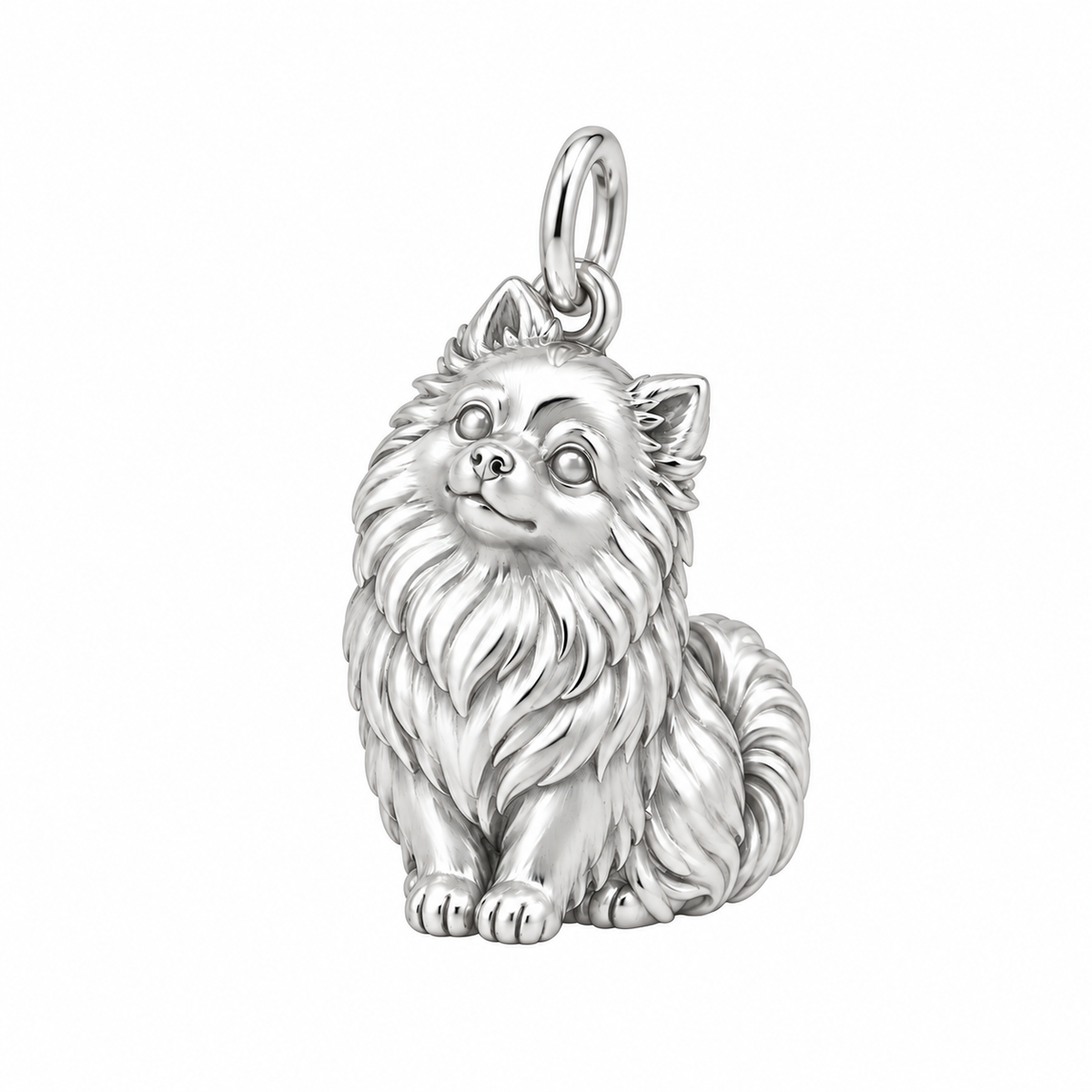 Pomeranian — Happy Running Charm and Polyester Cord Bracelet Set — Silver