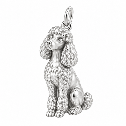 Poodle - standard — Happy Running Charm and Polyester Cord Bracelet Set — Silver