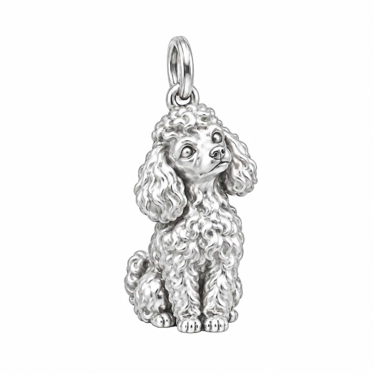 Poodle - toy — Happy Running Charm and Polyester Cord Bracelet Set — Silver