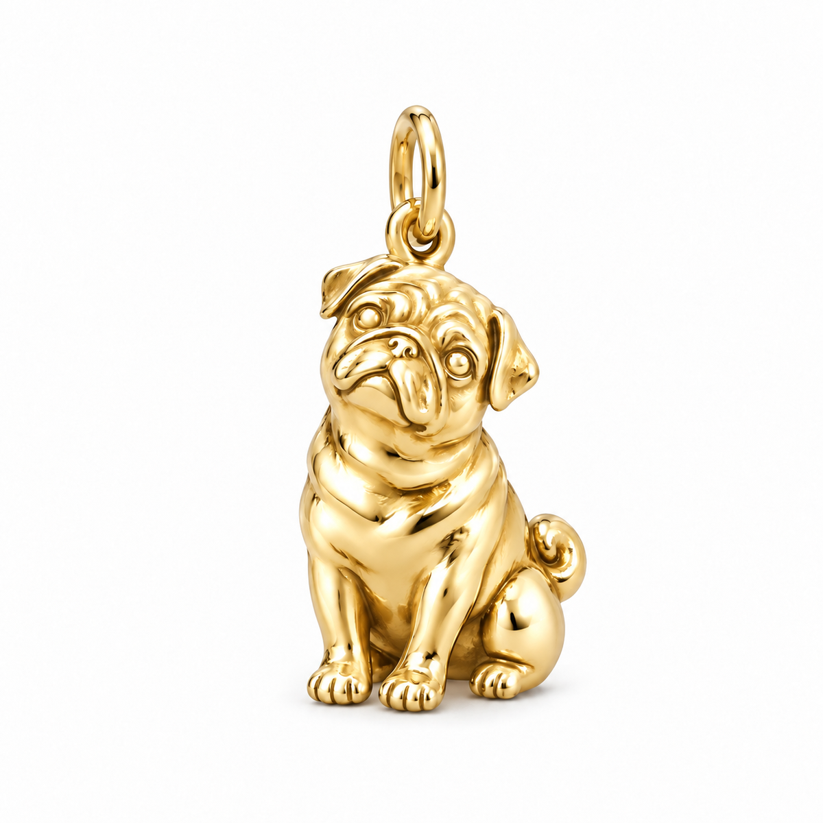Pug — Happy Running Charm and Polyester Cord Bracelet Set — Gold