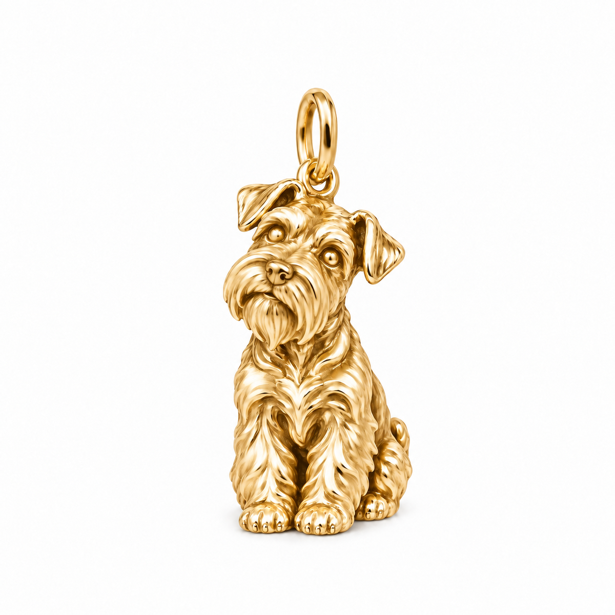Schnauzer - Miniature, natural ears — Happy Running Charm and Polyester Cord Bracelet Set — Gold