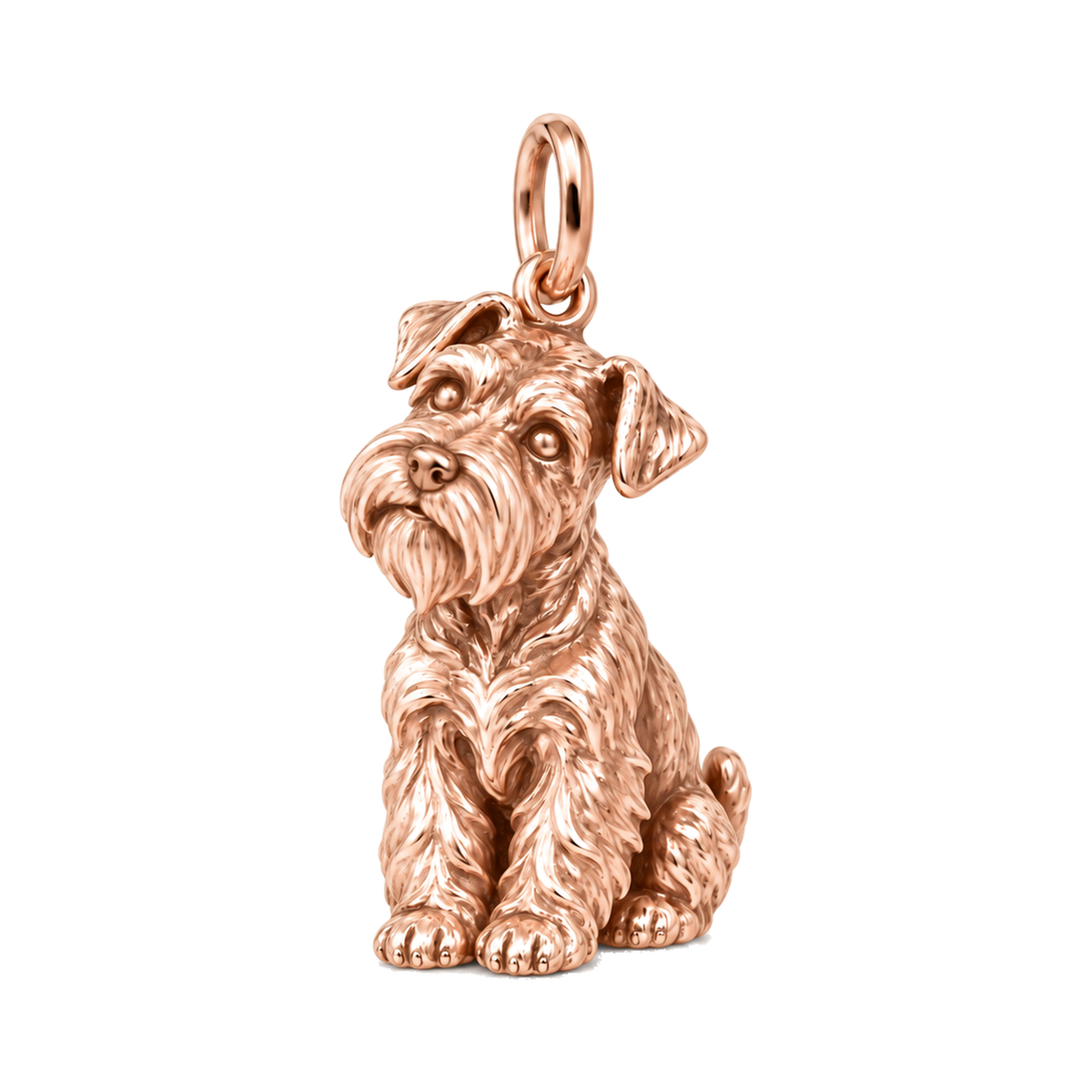 Schnauzer - Miniature, natural ears — Happy Running Charm and Polyester Cord Bracelet Set — Rose Gold