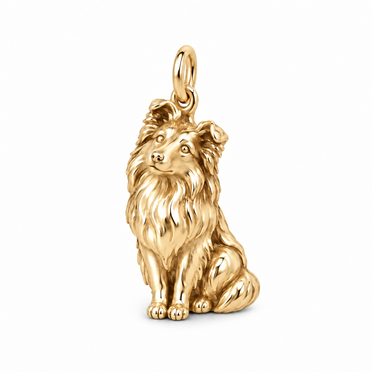 Shetland Sheepdog — Happy Running Charm and Polyester Cord Bracelet Set — Gold