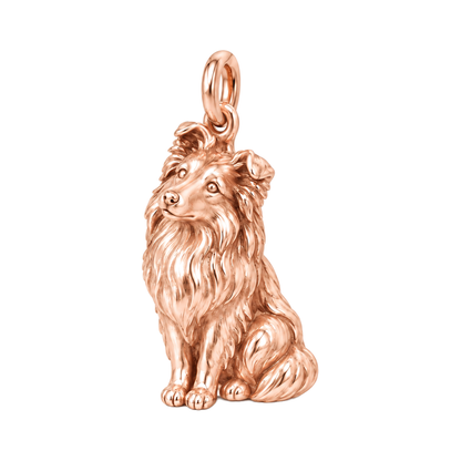 Shetland Sheepdog — Happy Running Charm and Polyester Cord Bracelet Set — Rose Gold