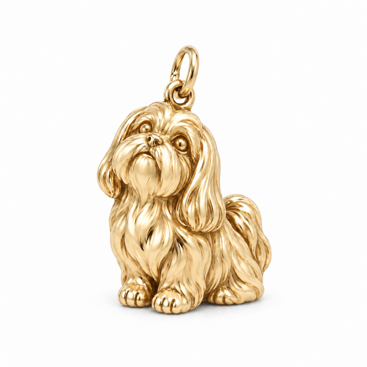 Shih Tzu - long coat — Happy Running Charm and Polyester Cord Bracelet Set — Gold