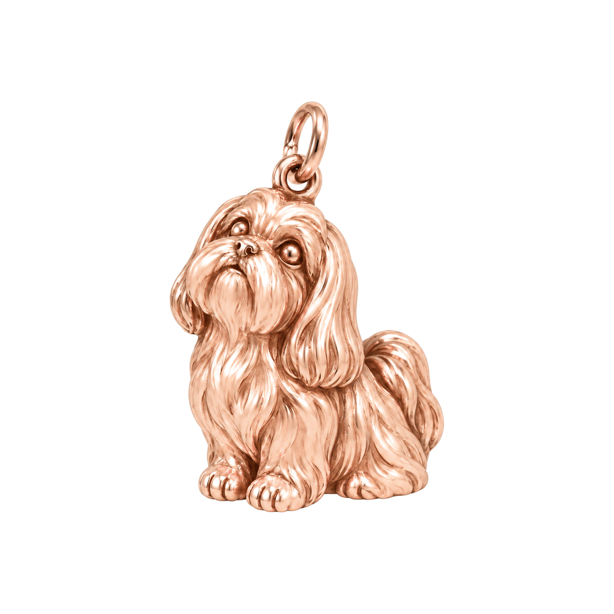 Shih Tzu - long coat — Happy Running Charm and Polyester Cord Bracelet Set — Rose Gold