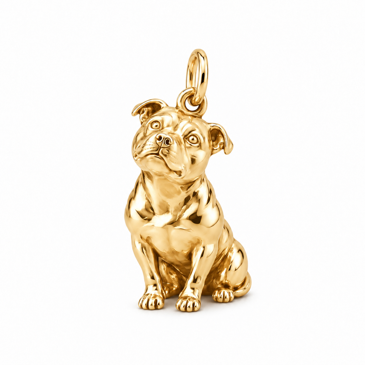 Staffordshire Bull Terrier — Happy Running Charm and Polyester Cord Bracelet Set — Gold