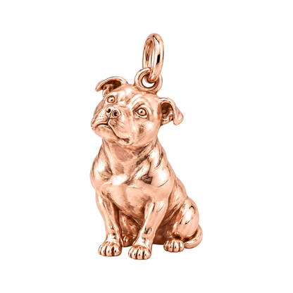 Staffordshire Bull Terrier — Happy Running Charm and Polyester Cord Bracelet Set — Rose Gold