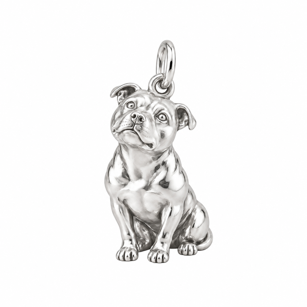 Staffordshire Bull Terrier — Happy Running Charm and Polyester Cord Bracelet Set — Silver