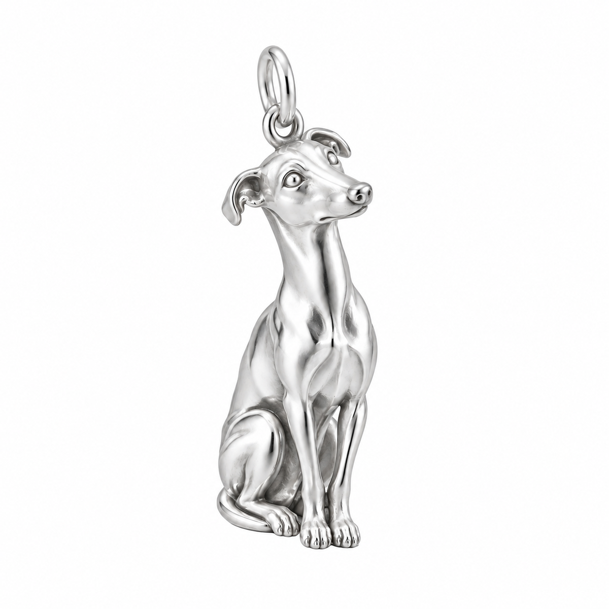 Whippet — Happy Running Charm and Polyester Cord Bracelet Set — Silver