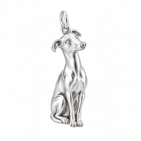 Whippet — Happy Running Charm and Polyester Cord Bracelet Set — Silver
