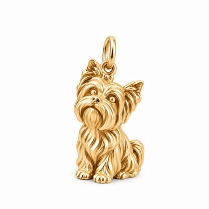 Yorkshire Terrier — Happy Running Charm and Polyester Cord Bracelet Set — Gold