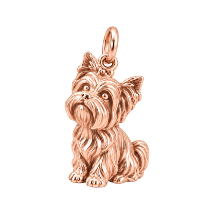 Yorkshire Terrier — Happy Running Charm and Polyester Cord Bracelet Set — Rose Gold