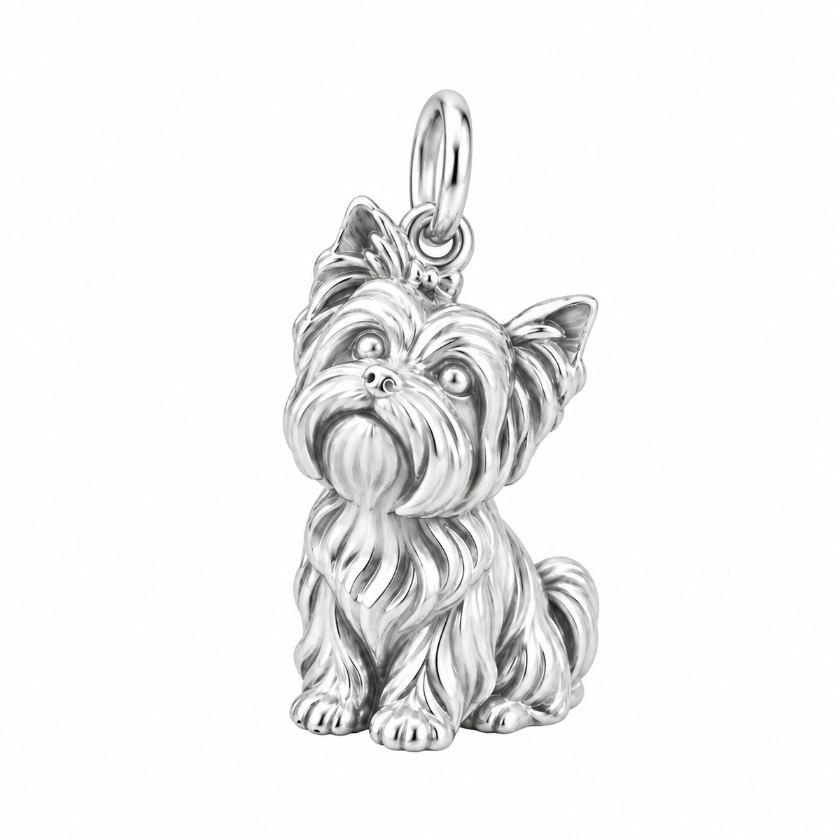 Yorkshire Terrier — Happy Running Charm and Polyester Cord Bracelet Set — Silver