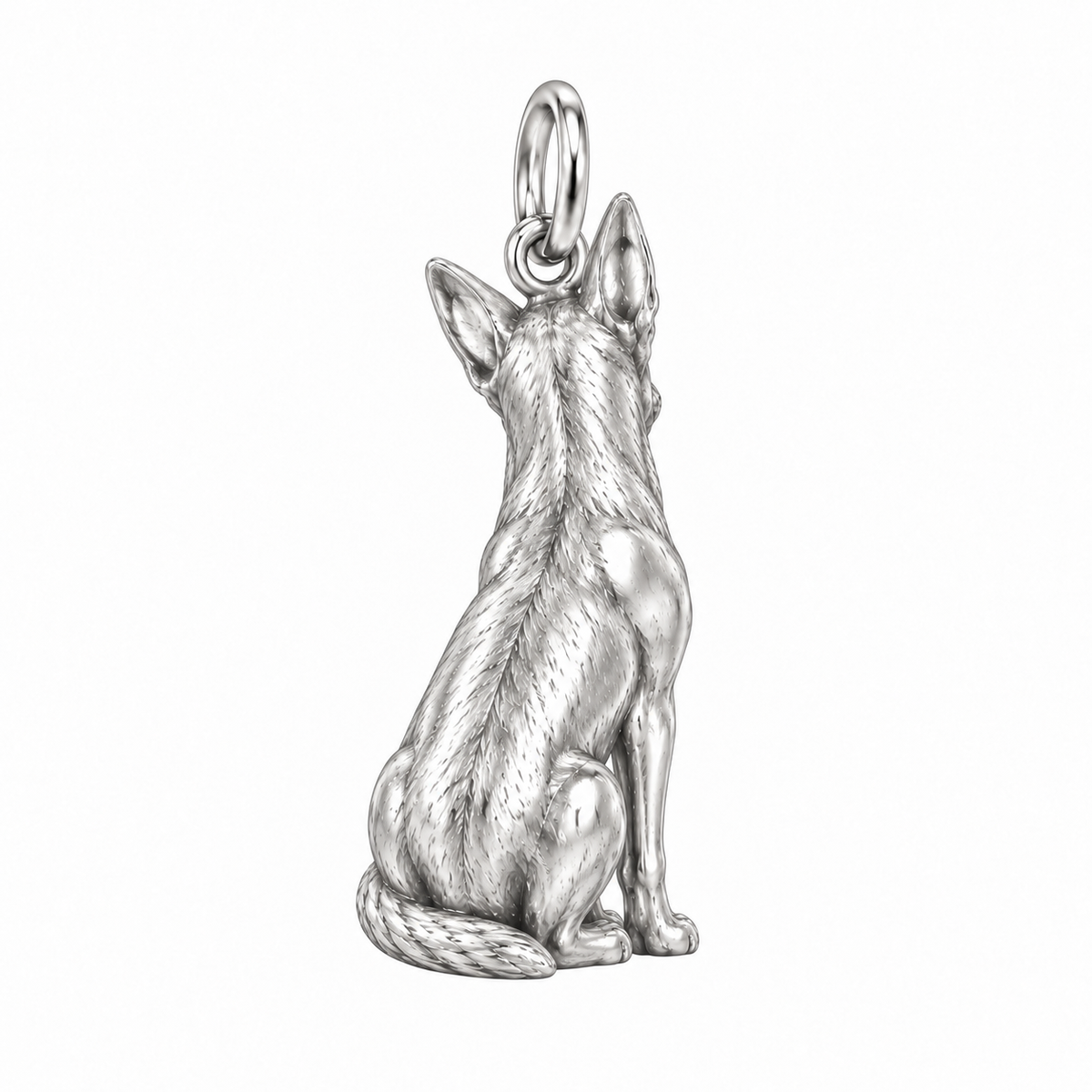 Belgian Malinois — Back view (silver reference)