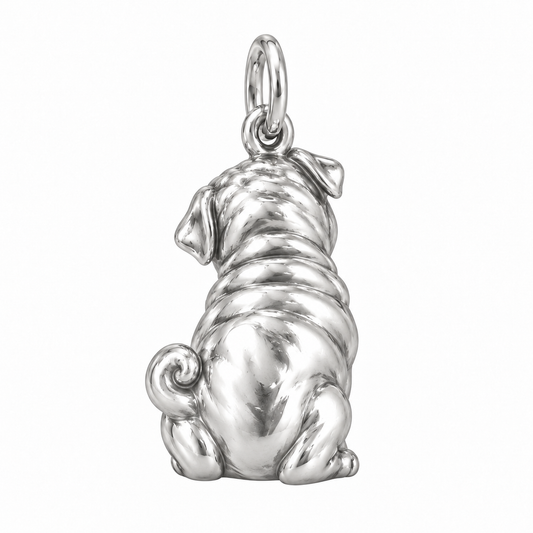 Pug — Back view (silver reference)