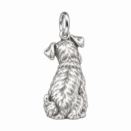 Schnauzer - Miniature, natural ears — Back view (silver reference)