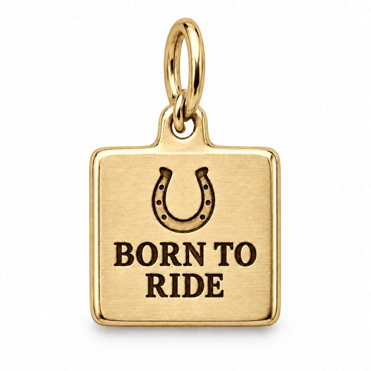 Born to Ride Engraved Square Horse Charm | gold | 032f0e6702c95e10a9cad8bd3f39aa5ad7933ed41f527b6ed45cf502d0a21d47