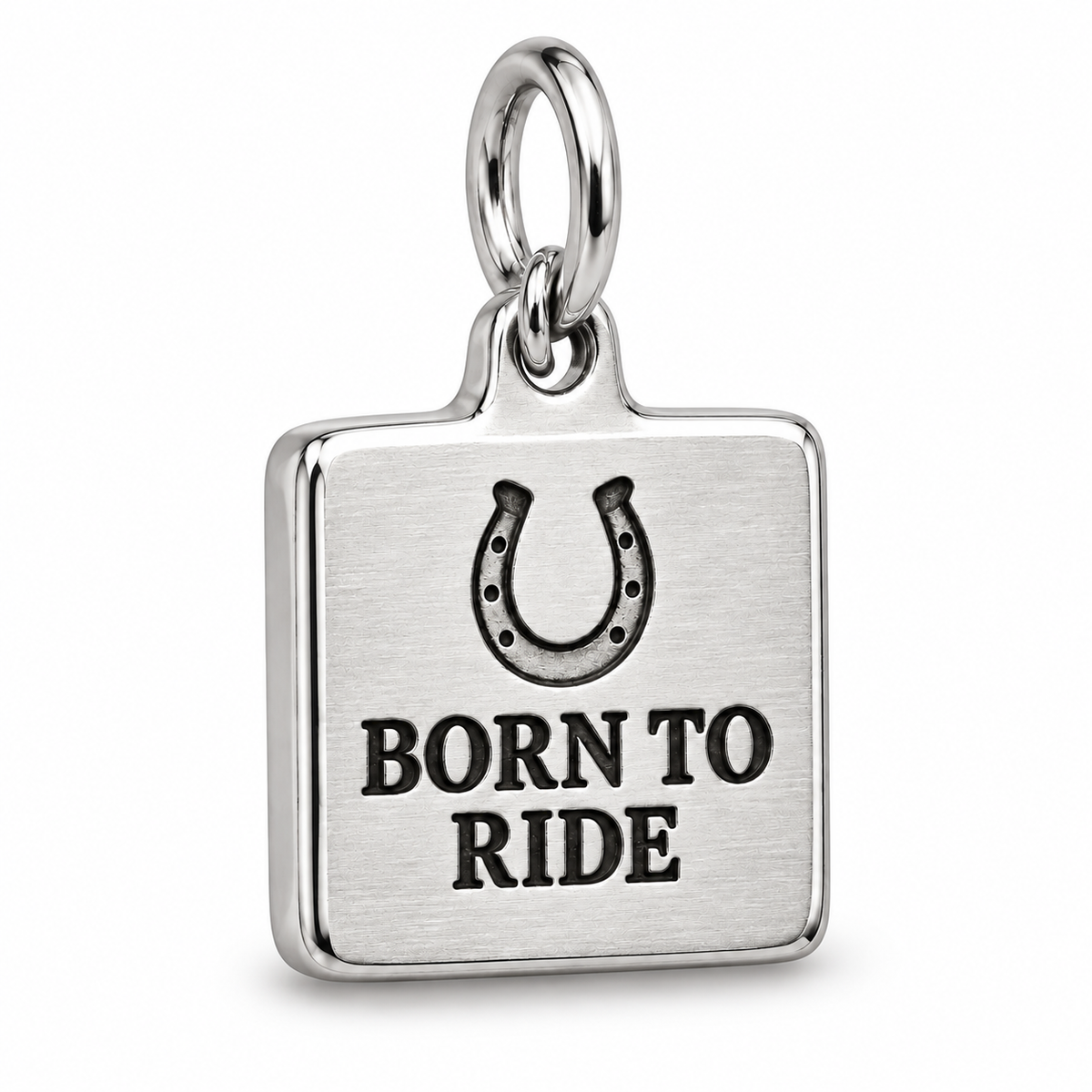 Born to Ride Engraved Square Horse Charm | macro | 7b694c5923d90f9033ab0c04198cc5f42746db23f3e9baeb2dc2d275c03152d2